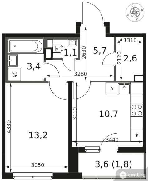 1-комнатная квартира 38,5 кв.м - ЖК "1-й Химкинский". Фото 1.