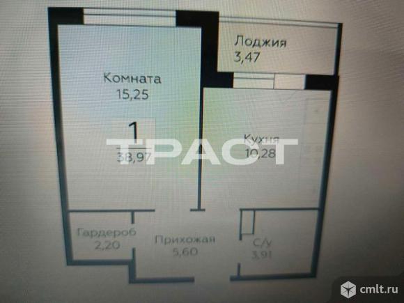 1-комнатная квартира 37,13 кв.м. Фото 5.