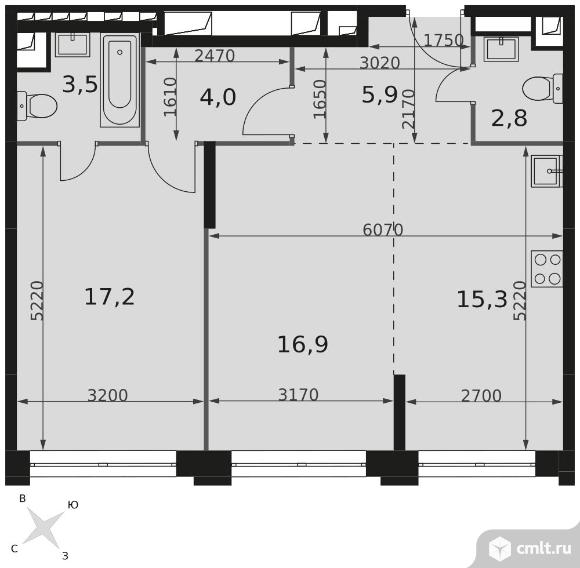 2-комнатная квартира 65,6 кв.м - ЖК "Sydney City". Фото 1.