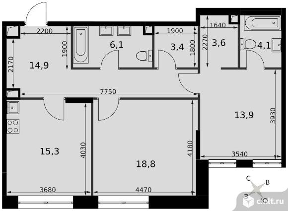 2-комнатная квартира 80 кв.м - ЖК "Sydney City". Фото 1.