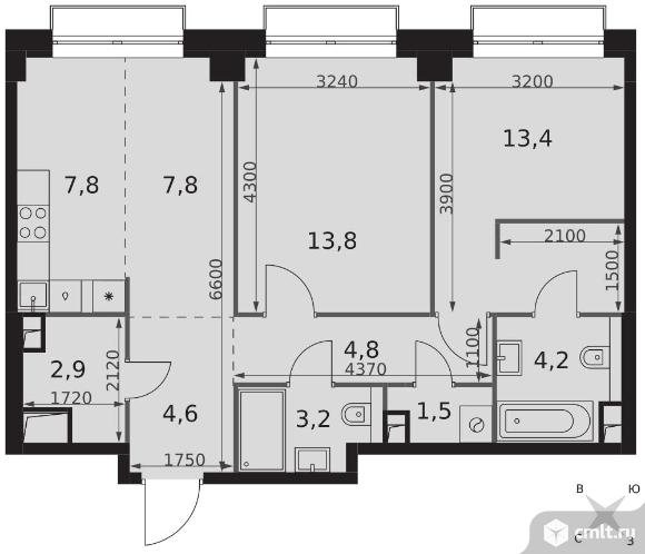 2-комнатная квартира 64 кв.м - ЖК "Sydney City". Фото 1.