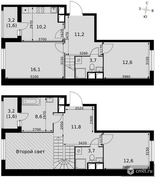 3-комнатная квартира 93,7 кв.м - ЖК «Римский». Фото 1.
