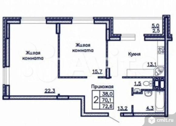2-комнатная квартира 70,3 кв.м. Фото 19.
