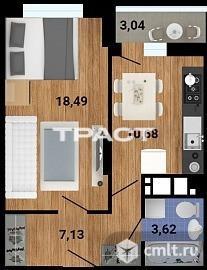 1-комнатная квартира 41,44 кв.м. Фото 1.