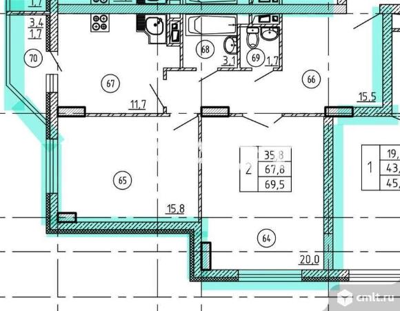 2-комнатная квартира 68,1 кв.м. Фото 1.