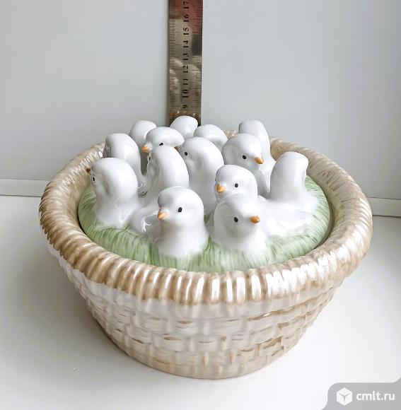 Дулево Шкатулка Гнездышко Статуэтка Фарфор кашпо. Фото 1.