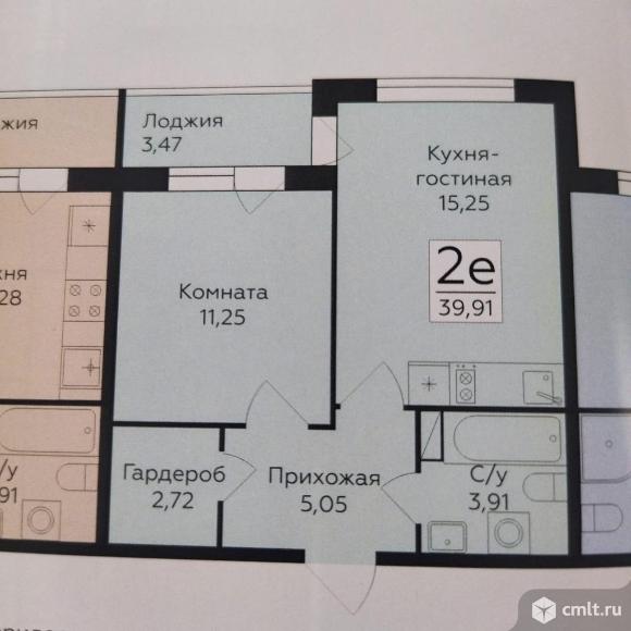 2-комнатная квартира 39,9 кв.м. Фото 3.