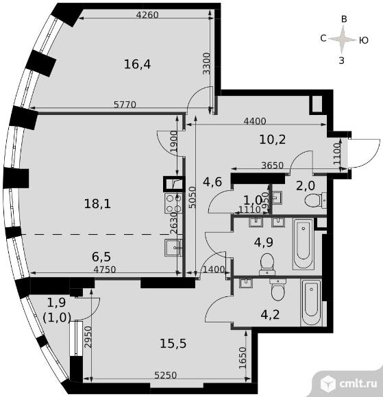 3-комнатная квартира 83,8 кв.м - ЖК "Sydney City". Фото 1.
