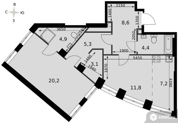1-комнатная квартира 65,4 кв.м - ЖК "Sydney City". Фото 1.