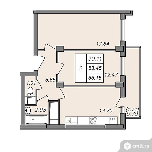 2-комнатная квартира 55,18 кв.м. Фото 1.