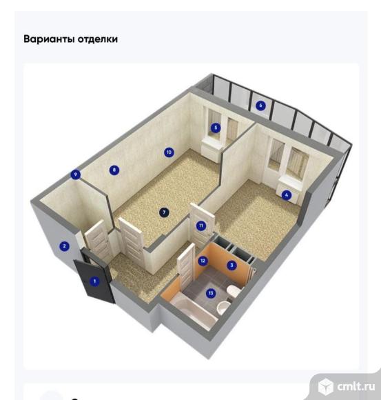 2-комнатная квартира 55,68 кв.м. Фото 8.