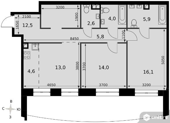 2-комнатная квартира 78,1 кв.м - ЖК "Sydney City". Фото 1.