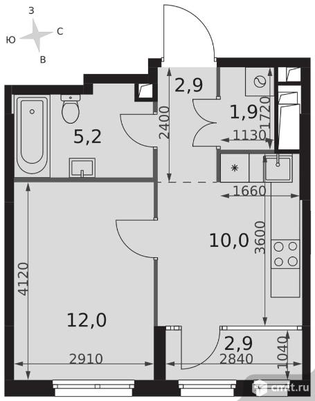 1-комнатная квартира 34,9 кв.м - ЖК "Sydney City". Фото 1.