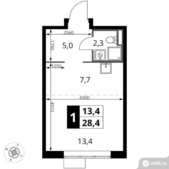 1-комнатная квартира 28,4 кв.м - ЖК "1-й Донской". Фото 1.