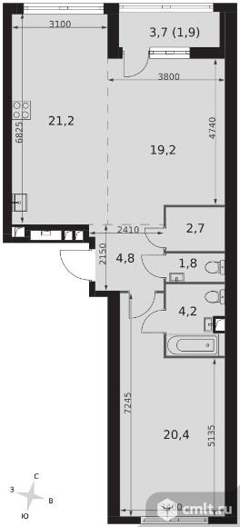 2-комнатная квартира 76,2 кв.м - ЖК "Архитектор". Фото 1.