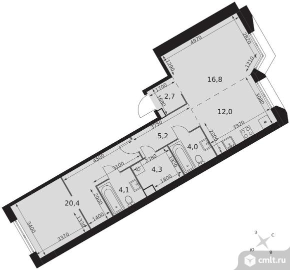 2-комнатная квартира 69,5 кв.м - ЖК "Архитектор". Фото 1.