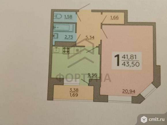 1-комнатная квартира 43,5 кв.м. Фото 1.