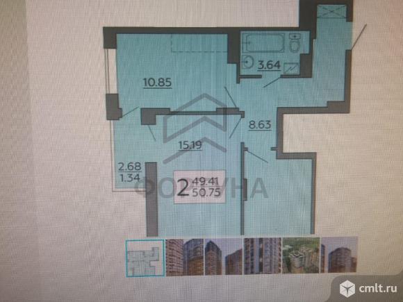 2-комнатная квартира 50 кв.м. Фото 1.