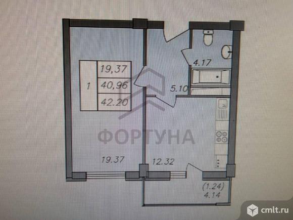 1-комнатная квартира 40,6 кв.м. Фото 1.