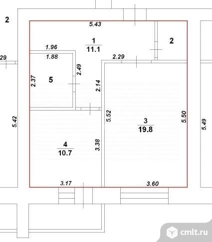 1-комнатная квартира 48,3 кв.м. Фото 5.