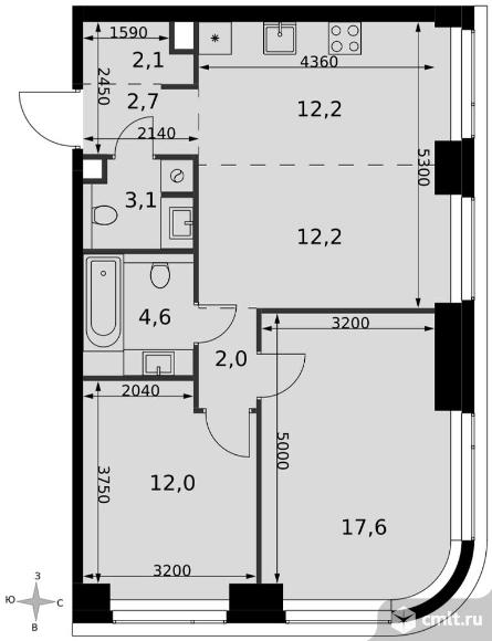 3-комнатная квартира 68,5 кв.м - ЖК "Amber City". Фото 1.
