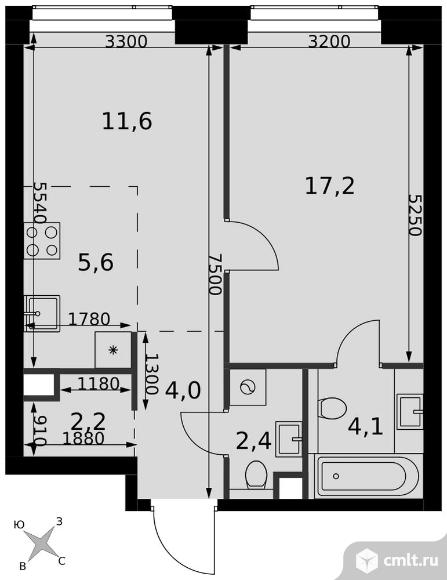 2-комнатная квартира 47,1 кв.м - ЖК "Amber City". Фото 1.