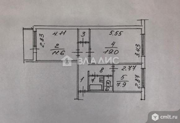 2-комнатная квартира 53,9 кв.м. Фото 19.