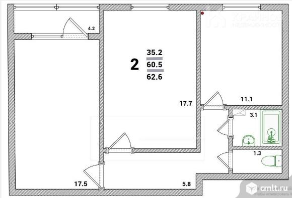2-комнатная квартира 62,7 кв.м. Фото 1.