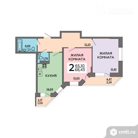 2-комнатная квартира 65,1 кв.м. Фото 1.