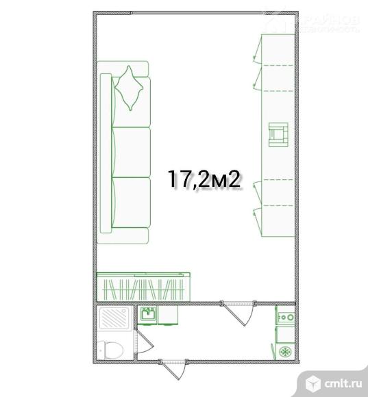 1-комнатная квартира 17,8 кв.м. Фото 1.