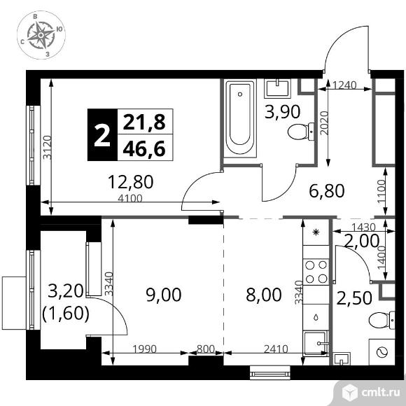 2-комнатная квартира 46,6 кв.м - ЖК "1-й Химкинский". Фото 1.