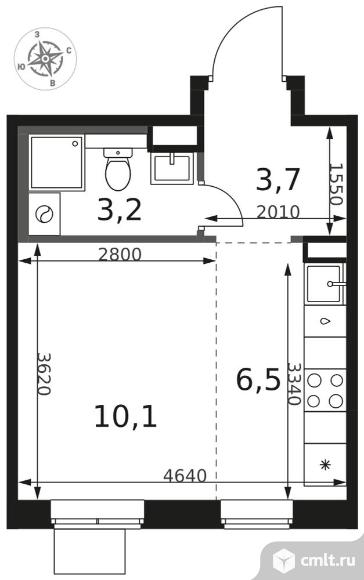 1-комнатная квартира 23,5 кв.м - ЖК "1-й Химкинский". Фото 1.
