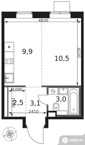 1-комнатная квартира 29 кв.м - ЖК "1-й Химкинский". Фото 1.