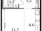1-комнатная квартира 28,8 кв.м. Фото 2.