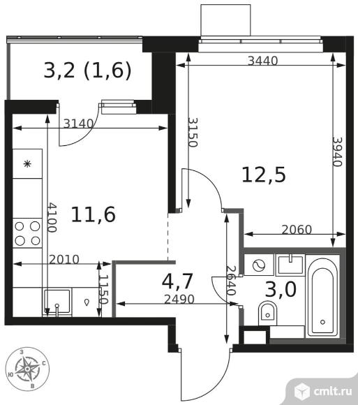 1-комнатная квартира 33,4 кв.м - ЖК "1-й Химкинский". Фото 1.