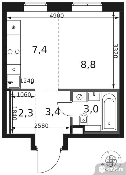 1-комнатная квартира 24,9 кв.м - ЖК "1-й Химкинский". Фото 1.