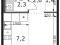 1-комнатная квартира 21,3 кв.м. Фото 2.