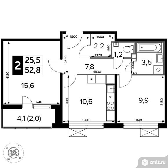 2-комнатная квартира 53 кв.м - ЖК «1-й Ленинградский». Фото 1.