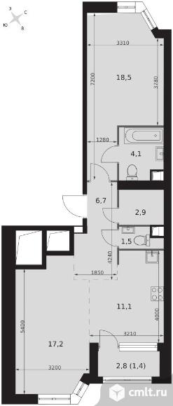 2-комнатная квартира 63,4 кв.м - ЖК "Архитектор". Фото 1.