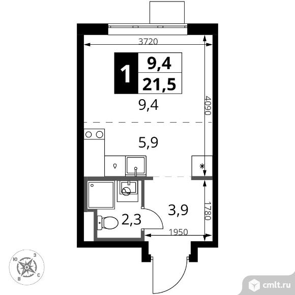 1-комнатная квартира 21,5 кв.м - ЖК "1-й Донской". Фото 1.