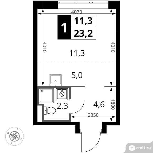 1-комнатная квартира 23,2 кв.м - ЖК "1-й Донской". Фото 1.