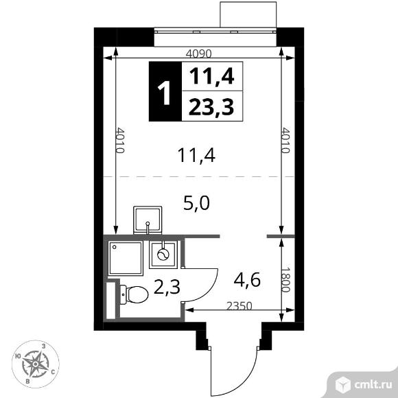 1-комнатная квартира 23,3 кв.м - ЖК "1-й Донской". Фото 1.