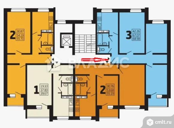 3-комнатная квартира 67,3 кв.м. Фото 1.