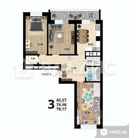 3-комнатная квартира 78,7 кв.м