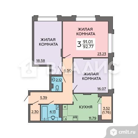 3-комнатная квартира 92 кв.м. Фото 11.