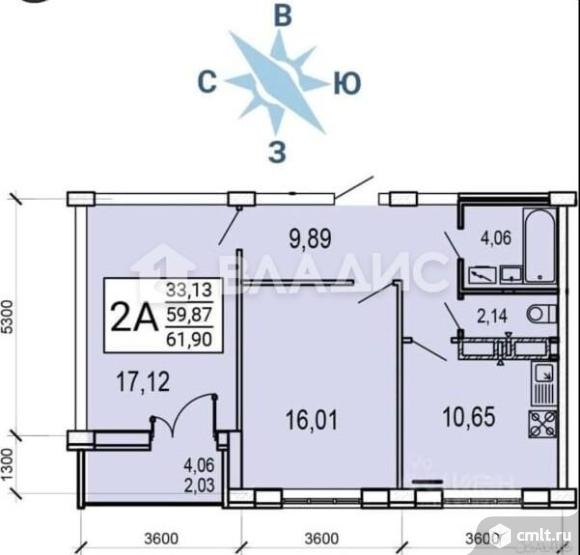 2-комнатная квартира 62 кв.м. Фото 15.