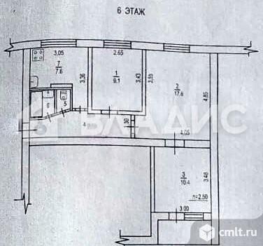 3-комнатная квартира 54,1 кв.м