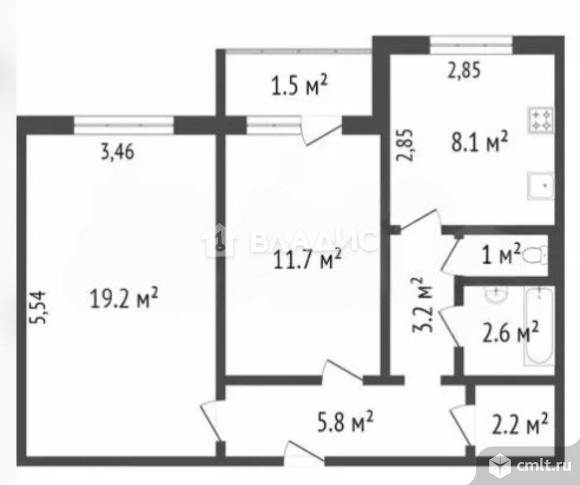 2-комнатная квартира 54,3 кв.м. Фото 13.