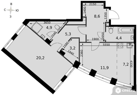 1-комнатная квартира 65,6 кв.м - ЖК "Sydney City". Фото 1.