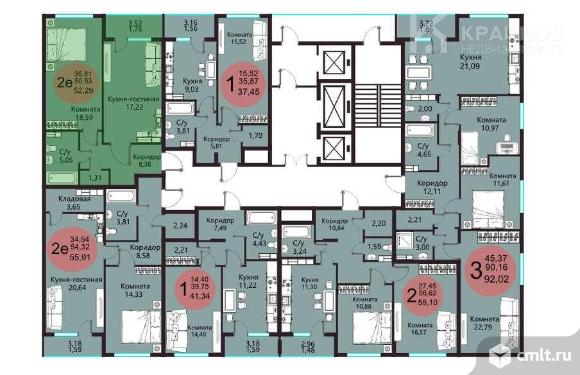 2-комнатная квартира 52,29 кв.м. Фото 11.